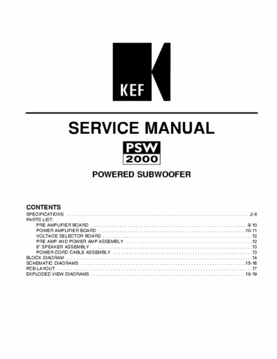 kef psw2000 Kef PSW2000 Service manual